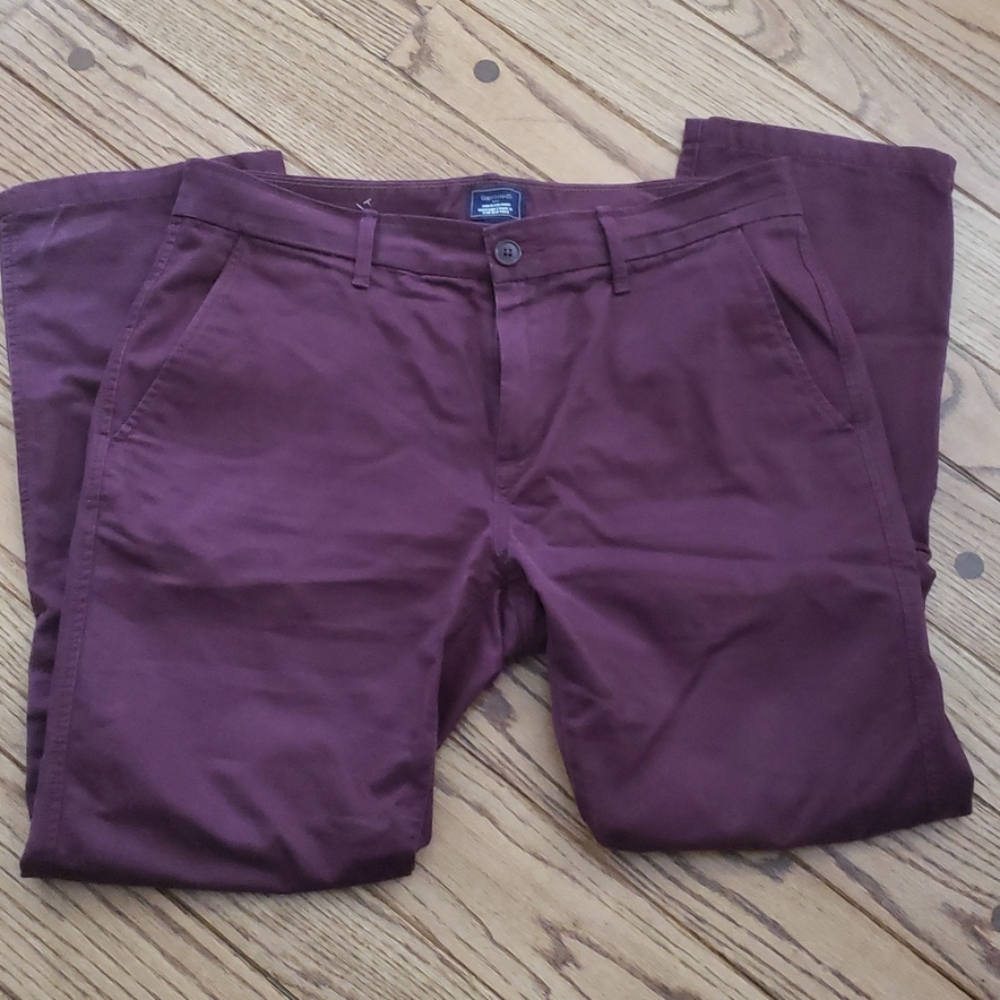 Burgundy khakis. Slim fit